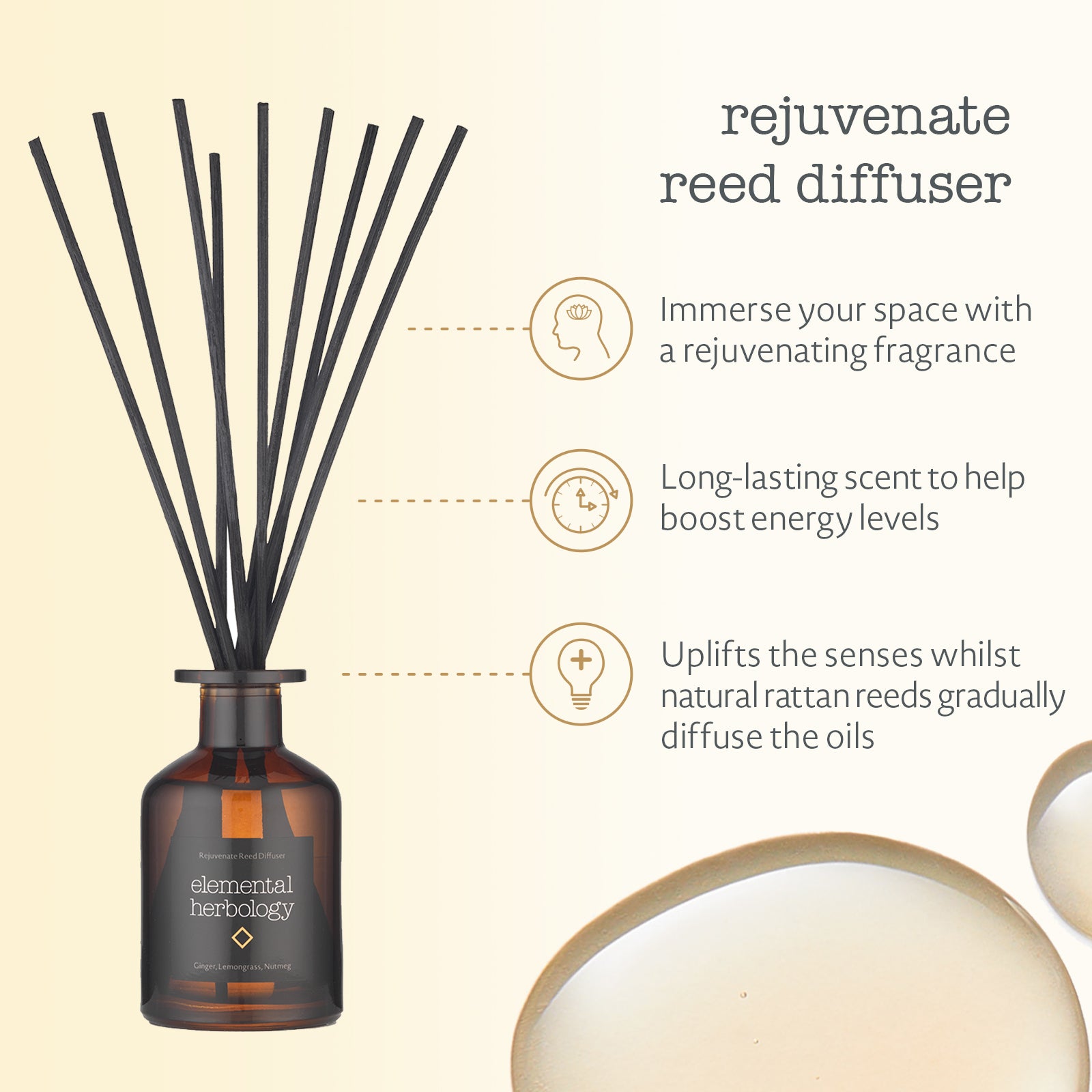 Rejuvenate Ginger & Lemongrass Aromatherapy Reed Diffuser (5.8 fl.oz, 173ml)